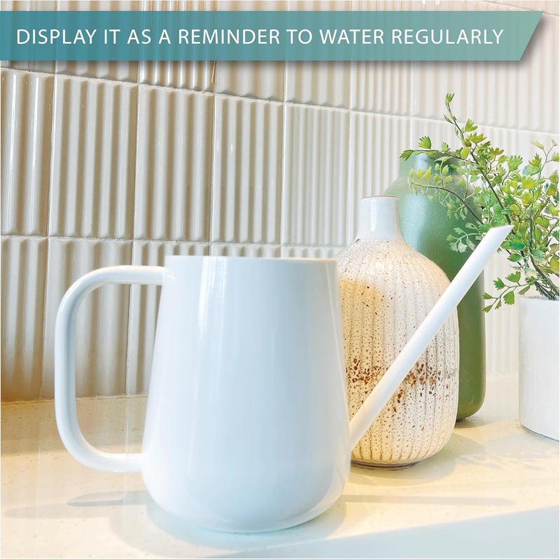 LOOPSEED Metal Watering Can for Indoor Houseplants Outdoor Garden Long Sprout Water Can for Succulents Herb Bonsai Modern Garden Tool 33.8oz/1000ml (Brilliant White) - Image 2